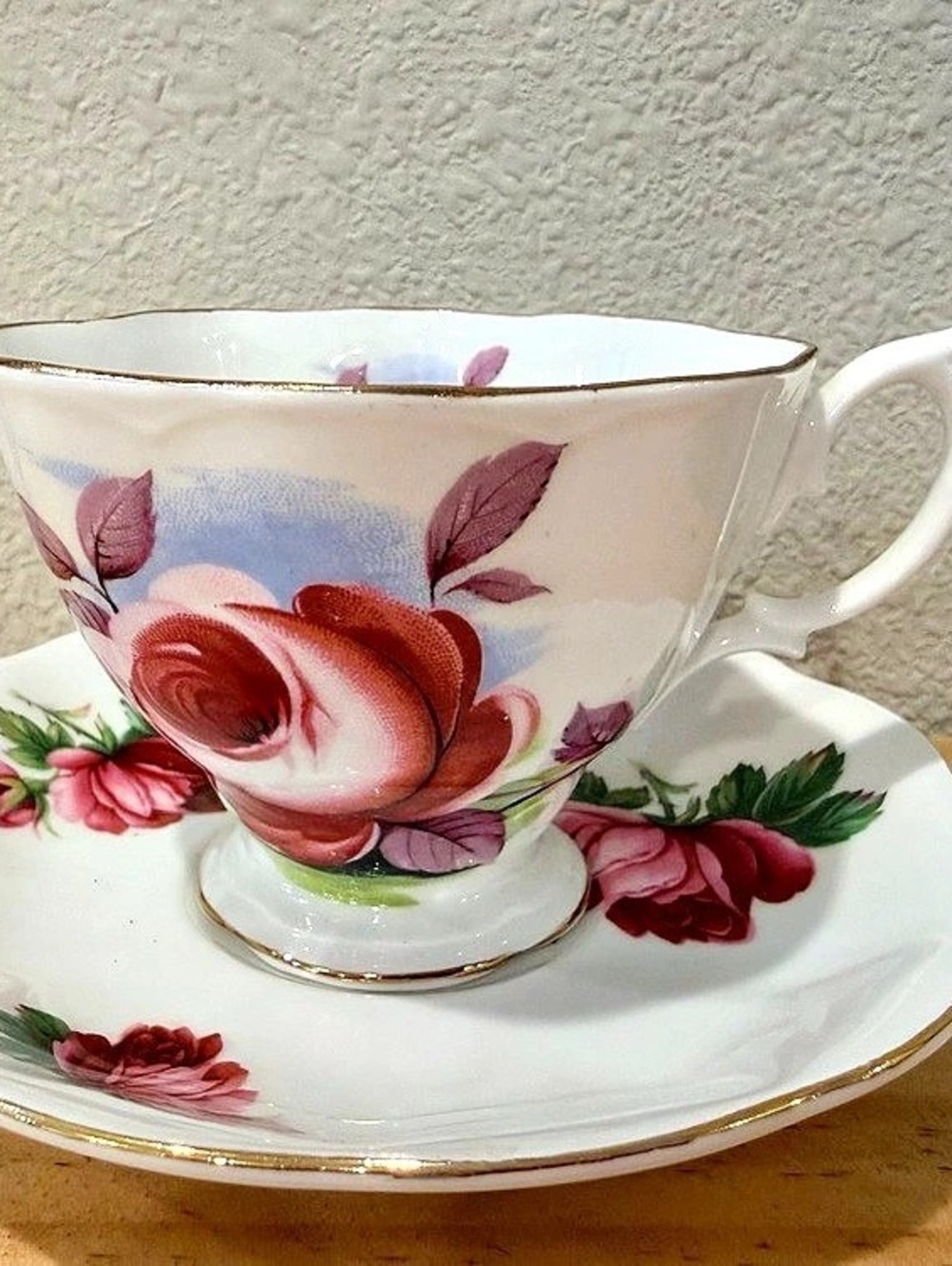 Vintage Royal Albert Teacup & Saucer Set Rose Floral Motif England Bone China Wi